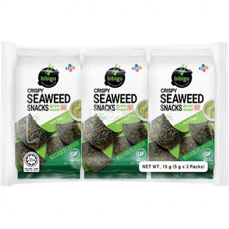 BIBIGO crispy seaweed snack wasabi 3x5g